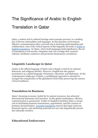 The Significance of Arabic to English Translation in Qatar