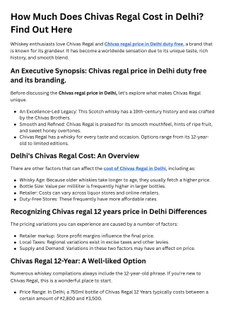 How Much Does Chivas Regal Cost in Delhi? Find Out Here
