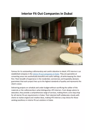 Interior Fit Out Companies in Dubai
