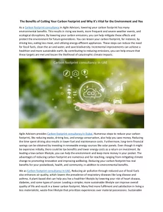 The Benefits of Cutting Your Carbon Footprint and Why It's Vital for the Environ