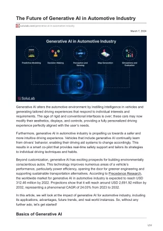 The Future of Generative AI in Automotive Industry