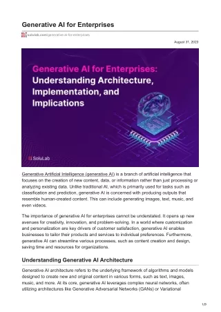 Generative AI for Enterprises
