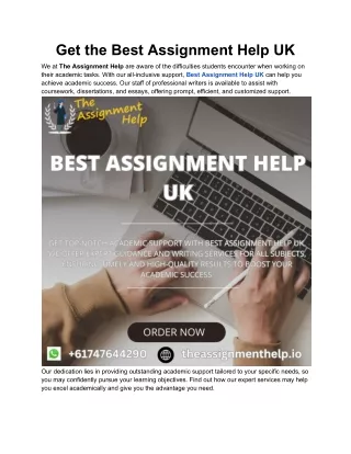 Get the Best Assignment Help UK