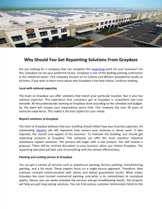 Why Should You Get Repainting Solutions From Graydaze