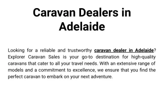 Caravan Dealers in Adelaide