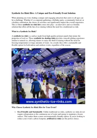 Synthetic Ice Rink Hire: A Unique and Eco-Friendly Event Solution