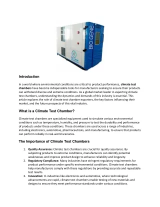 Navigating the Global Market: The Role of Climate Test Chamber Exporters
