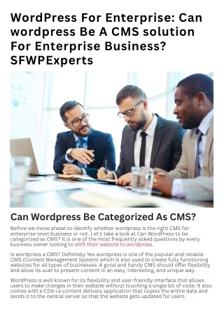 WordPress For Enterprise Can wordpress Be A CMS solution For Enterprise Business