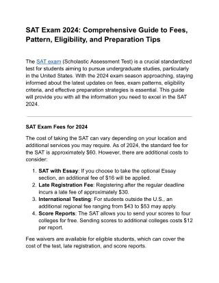 SAT Exam 2024_ Comprehensive Guide to Fees, Pattern, Eligibility, and Preparation Tips