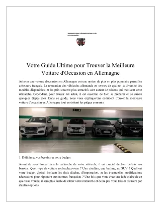 Votre Guide Ultime pour Trouver la Meilleure Voiture d'Occasion en Allemagne