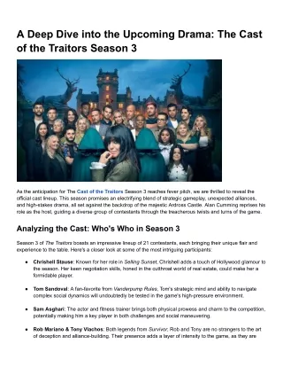 A Deep Dive into the Upcoming Drama_ The Cast of the Traitors Season 3