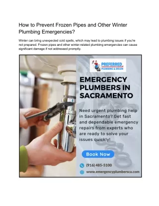How to Prevent Frozen Pipes and Other Winter Plumbing Emergencies