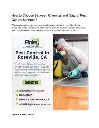 How to Choose Between Chemical and Natural Pest Control Methods