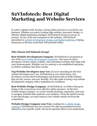 S2VInfotech: Best Digital Marketing and Website Services