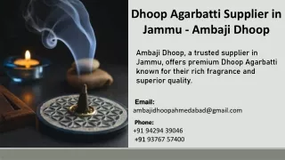 Dhoop Agarbatti Supplier in Jammu- Ambaji Dhoop