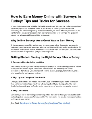 How to Earn Money Online with Surveys in Turkey_ Tips and Tricks for Success