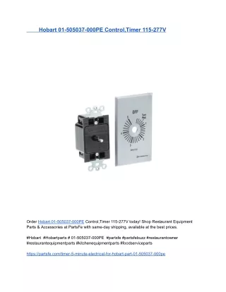 Hobart 01-505037-000PE Control,Timer 115-277V