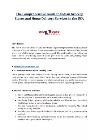 The Comprehensive Guide to Indian Grocery Stores and Home Delivery Services in the USA