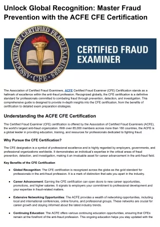 Unlock Global Recognition_ Master Fraud Prevention with the ACFE CFE Certification