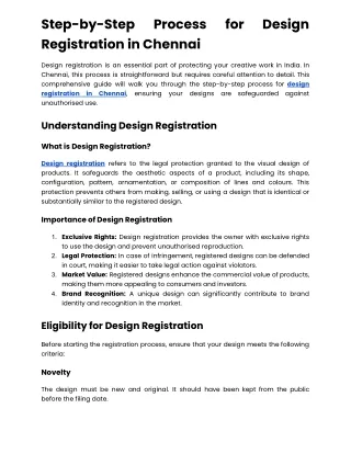 Step-by-Step Process for Design Registration in Chennai