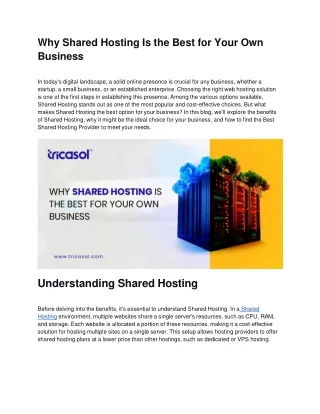 Why Shared Hosting Is the Best for Your Own Business