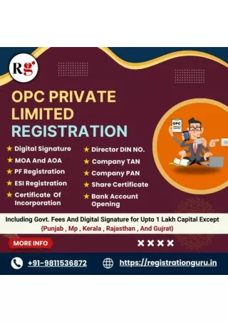 OPC registration in India with RegisteringGuru