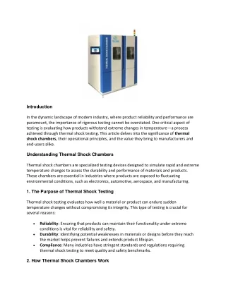 Thermal Shock Chambers: Revolutionizing Industrial Testing with Precision