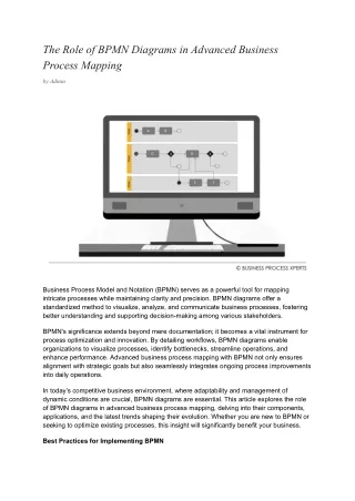 The Role of BPMN Diagrams in Advanced Business Process Mapping