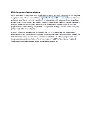 BBA In Accountancy,Taxation & Auditing