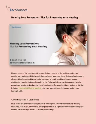 Hearing Loss Prevention- Tips for Preserving Your Hearing