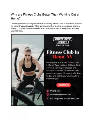Why are Fitness Clubs Better Than Working Out at Home
