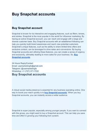 How To Buy Snapchat accounts 2024-25