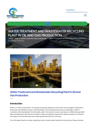 Water Treatment and Wastewater Recycling Plant in Oil and Gas Production