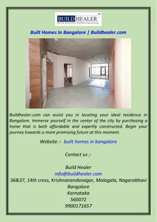 Built Homes In Bangalore  Buildhealer.com