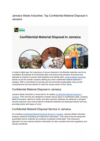 Confidential Material Disposal in Jamaica