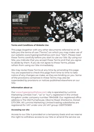 Terms and Conditions Hyper Growth Marketing Show