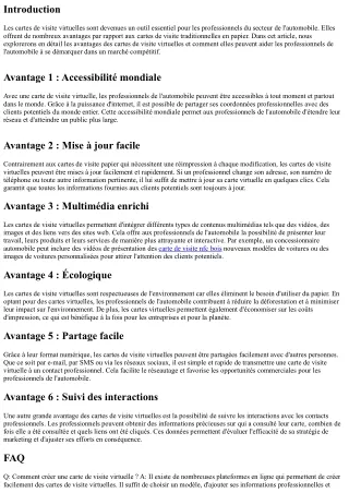 Les avantages des cartes de visite virtuelles pour les professionnels du secteur