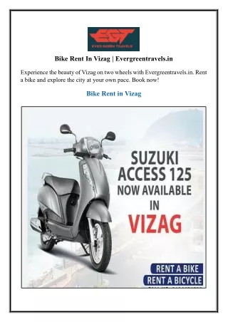 Bike Rent In Vizag | Evergreentravels.in