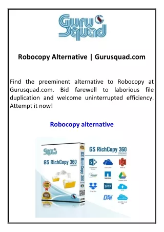 Robocopy Alternative Gurusquad.com