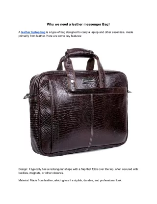 Why we need a leather messenger Bag