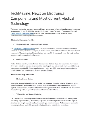 News on Electronics Components