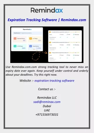 Expiration Tracking Software  Remindax.com