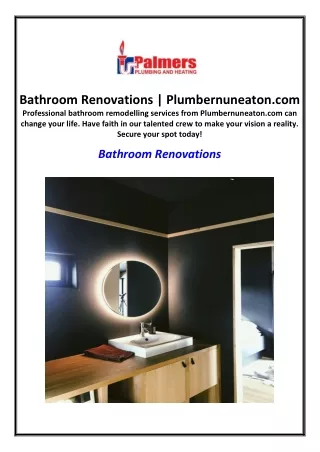 Bathroom Renovations | Plumbernuneaton.com