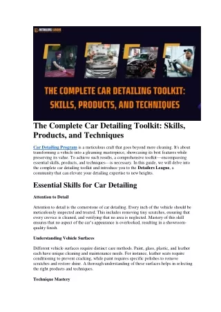 The Complete Car Detailing Toolkit: Skills, Products, and Techniques