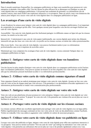 Les astuces pour intégrer sa carte de visite digitale dans ses campagnes publici