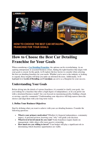 How to Choose the Best Car Detailing Franchise for Your Goals
