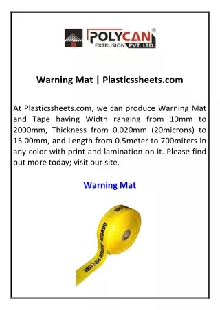 Warning Mat Plasticssheets.com