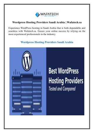 Wordpress Hosting Providers Saudi Arabia | Wafatech.sa