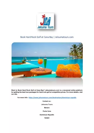Book Hard Rock Golf at Cana Bay | Jeloumatours.com