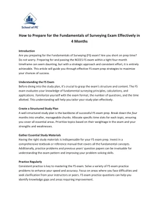 How to Prepare for the Fundamentals of Surveying Exam Effectively in 4 Months